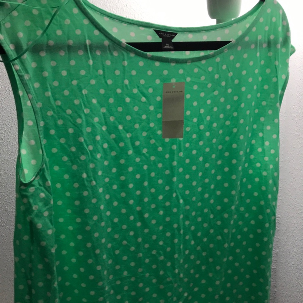 New Green and white polka dot blouse size M